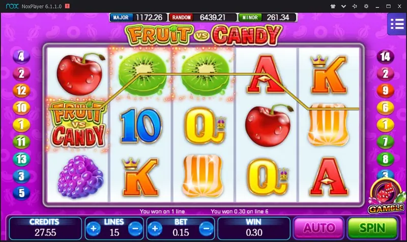Fruit Vs Candy scatter symbols triggering the free spin choice