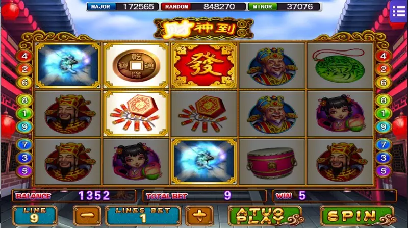 God of Wealth jackpot display above the reels