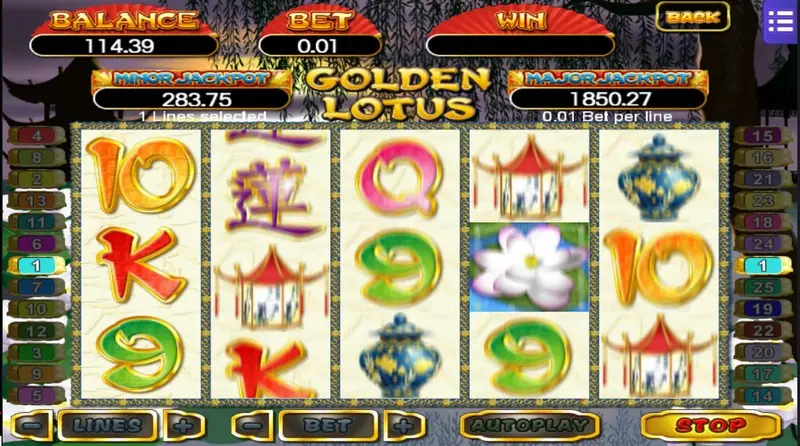 Chinese Garden bonus feature screen in Golden Lotus