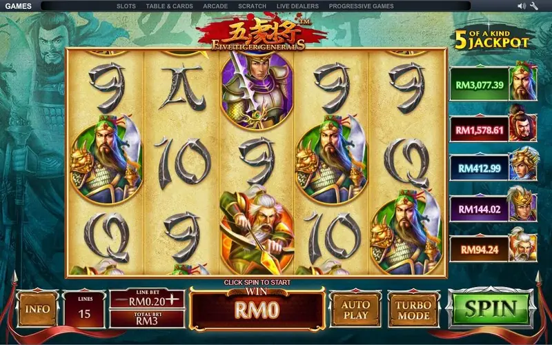 5 Tiger General win celebration on the reels