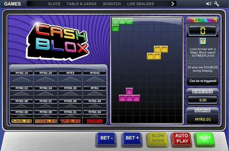Cash Blox block grid with the payout meter on the left side