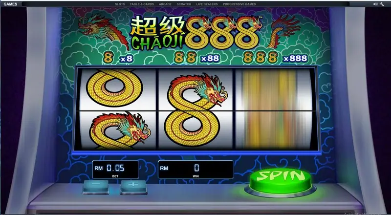 Chao Ji 888 paytable showing symbol values and paylines