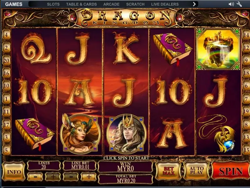 Dragon Kingdom slot with dragons and a female warrior in a misty forest