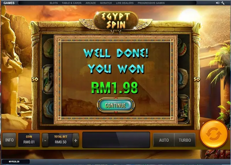 Egypt Spin paytable with Cleopatra and other high-value symbols