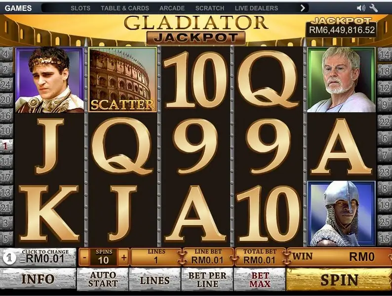 Gladiator Jackpot slot with the Colosseum and gladiator characters