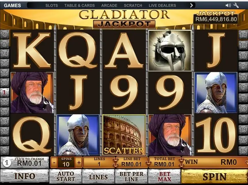 Gladiator Jackpot free spins round with extra wilds on the reels