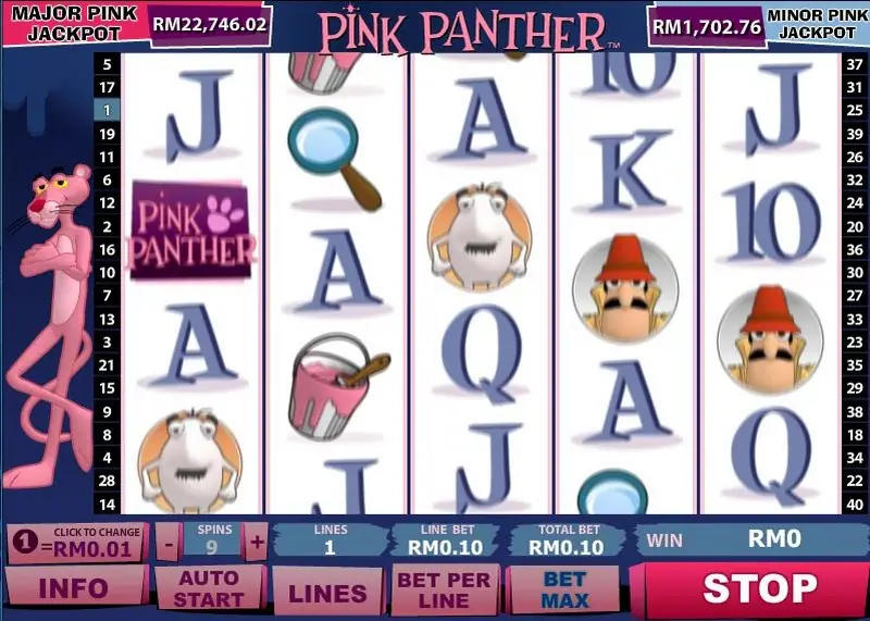 Pink Pow feature turning reel symbols into wilds on Pink Panther