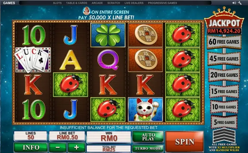 Streak of Luck bet controls with the plus and minus buttons