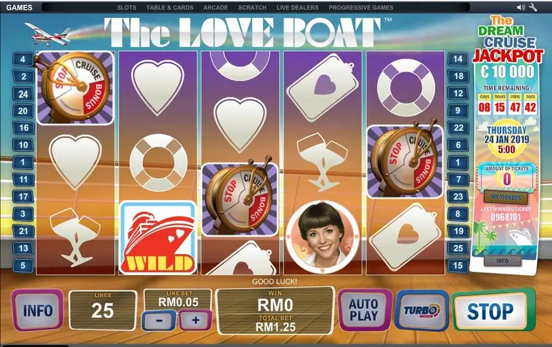Match meter in The Love Boat bonus showing the multiplier level