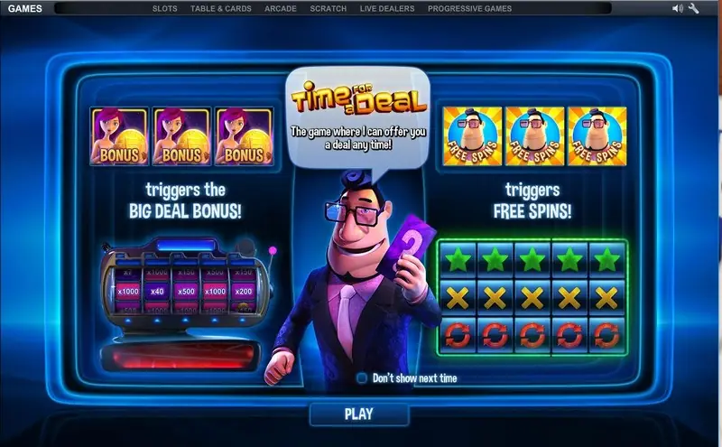 Time for a Deal reels with toaster, camera and car prize symbols