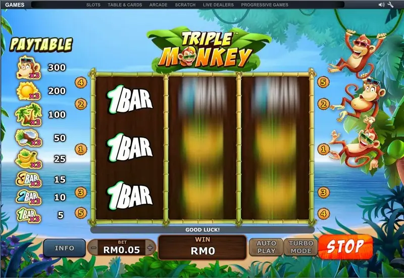 Wild monkey symbol landing during a Triple Monkey re-spin
