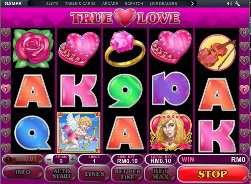 True Love reels after a winning spin with the gamble option shown