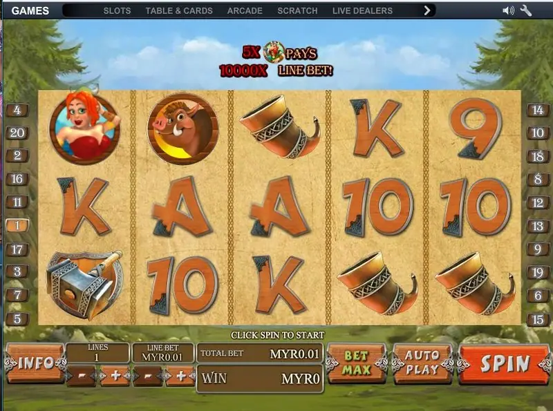Bet and coin size controls in Viking Mania