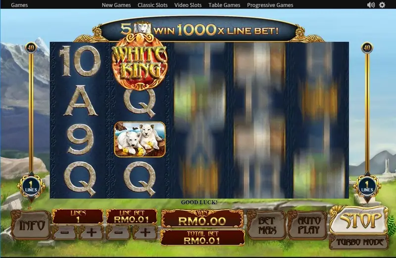 White King reels with the payline sliders on each side