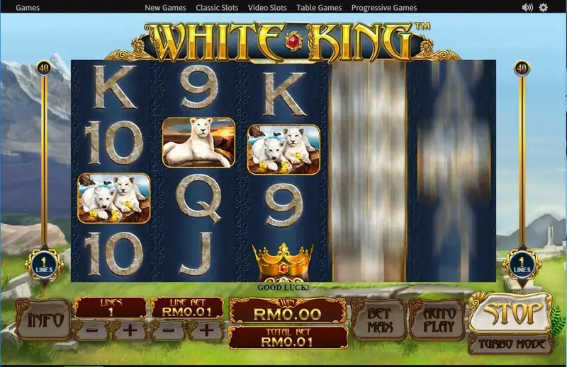 Line bet control in White King set to a low stake