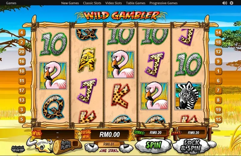 Wild Gambler reels with the lion wild on screen