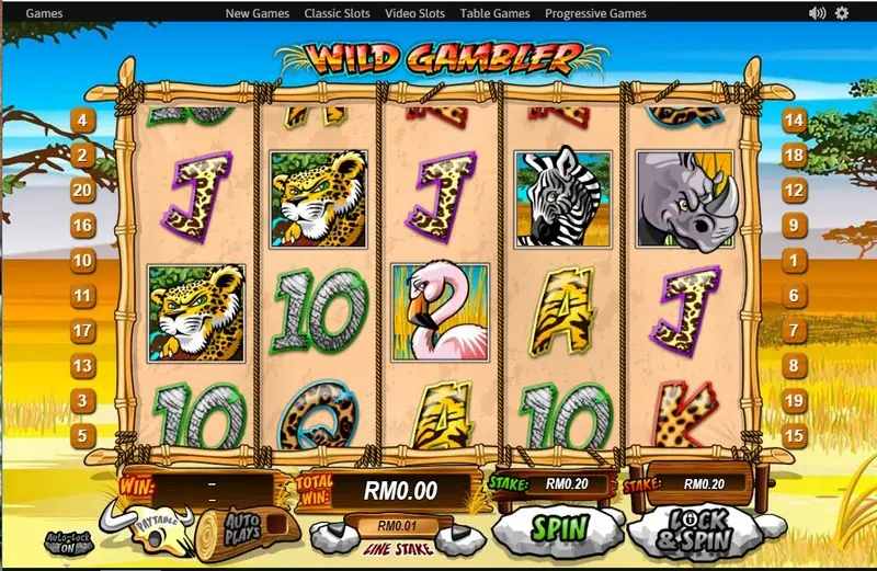 Lock and Spin button in Wild Gambler holding the chosen wilds