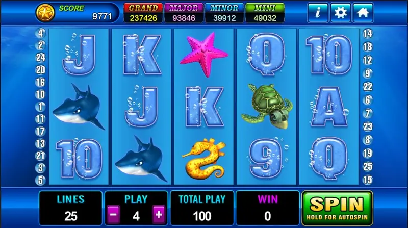 Grand Blue underwater slot with sea creatures and pearls on the reels