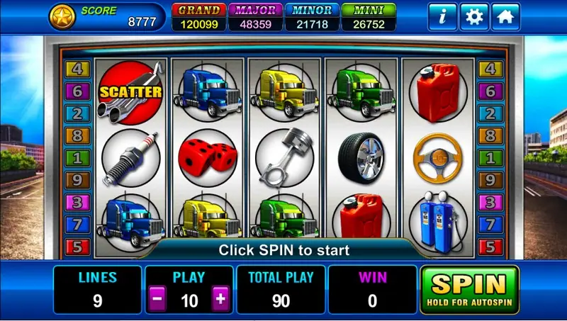 Highroad Kings slot with big rigs on an open highway