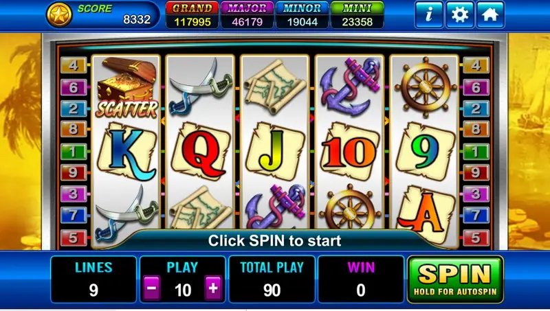 Pirate Treasure slot with a pirate ship and treasure chest on the reels