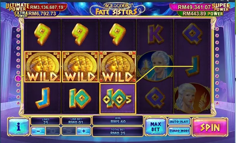 Age of God reels on Rollex11 with the four jackpot tiers shown