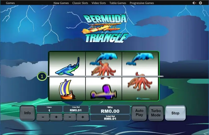 Bermuda Triangle reels on Rollex11 with aircraft and ship symbols