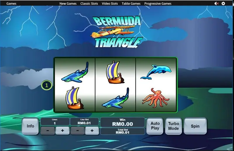 Shark, dolphin and octopus symbols in Bermuda Triangle