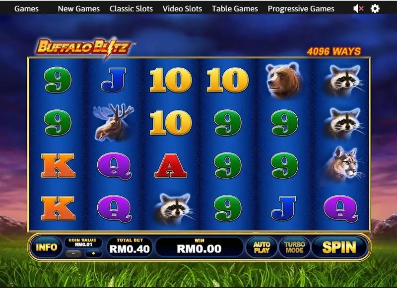 Buffalo Blitz slot on Rollex11 with a buffalo in a snowy setting