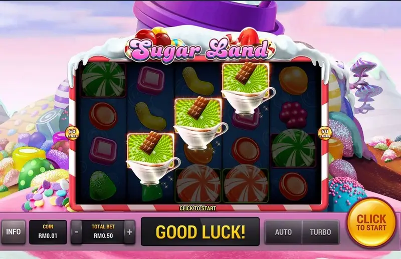 Sugar Land free spins triggered by chocolate bar scatters