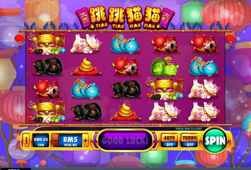 Tiao Tiao Mao Mao slot on Rollex11 with coloured cat symbols