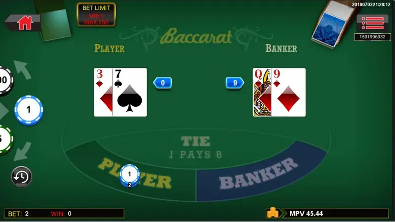 Sky777 baccarat round with Player and Banker cards dealt