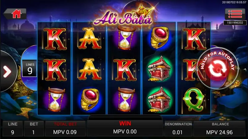 Ali Baba slot on Sky777 with Arabian Nights symbols on the reels