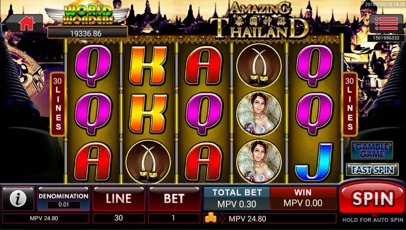 Amazing Thailand slot on Sky777 with Thai-themed symbols on five reels