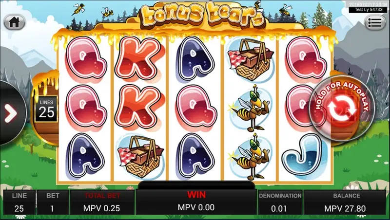 Bonus Bear slot on Sky777 with a cartoon bear and beehives on the reels