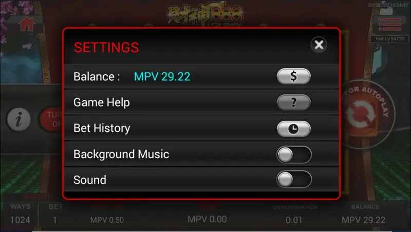Cai Shen 888 autoplay settings on Sky777
