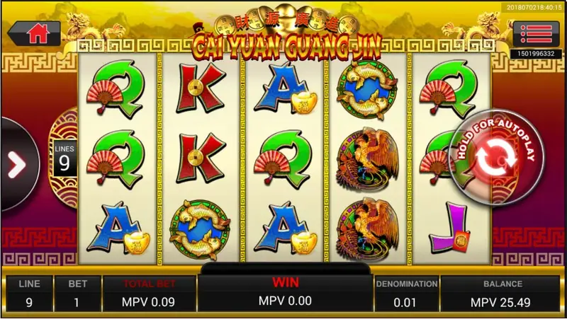 Cai Yuan Guang Jin slot on Sky777 with red Chinese symbols on the reels