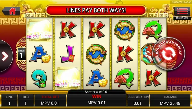 Winning combination highlighted on a Cai Yuan Guang Jin payline