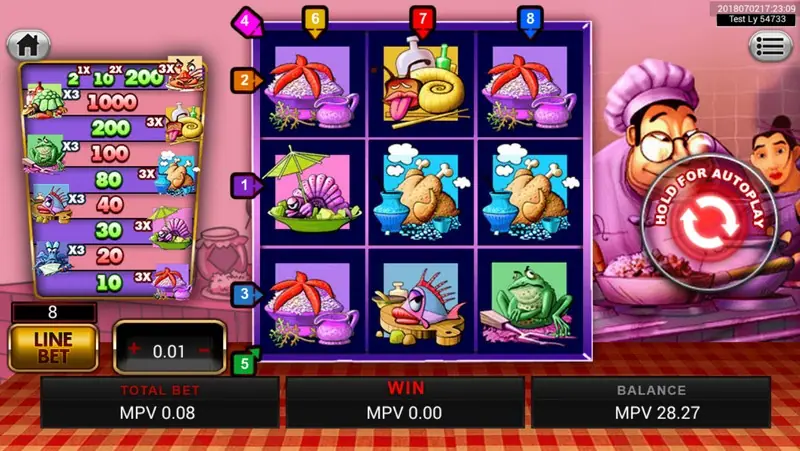 Chinese Kitchen slot on Sky777 with a chef beside a 3x3 grid of reels