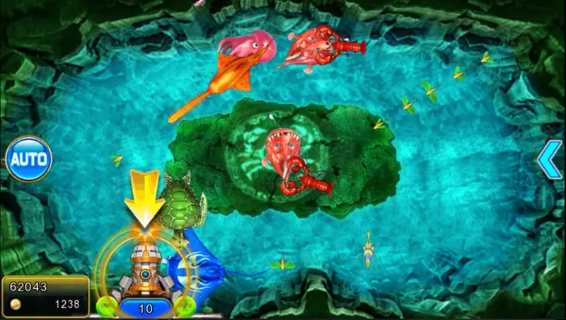 Ocean King III screen with fish swimming across the table