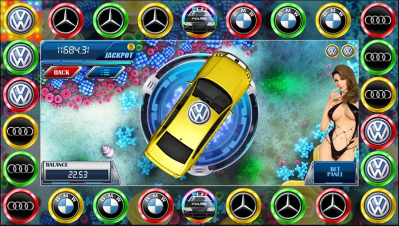 Racing Car win display after a successful bet