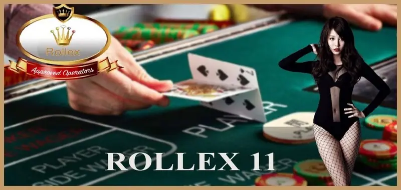 Rollex11 casino banner with the gold Rollex11 logo