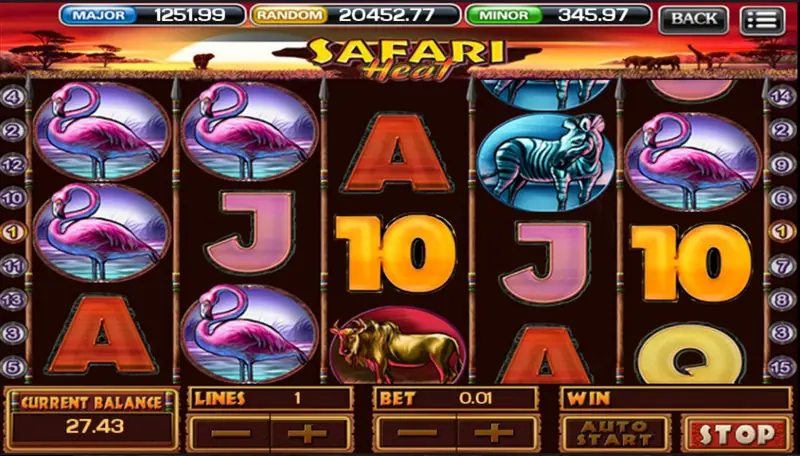 Safari Heat paytable showing the payline patterns