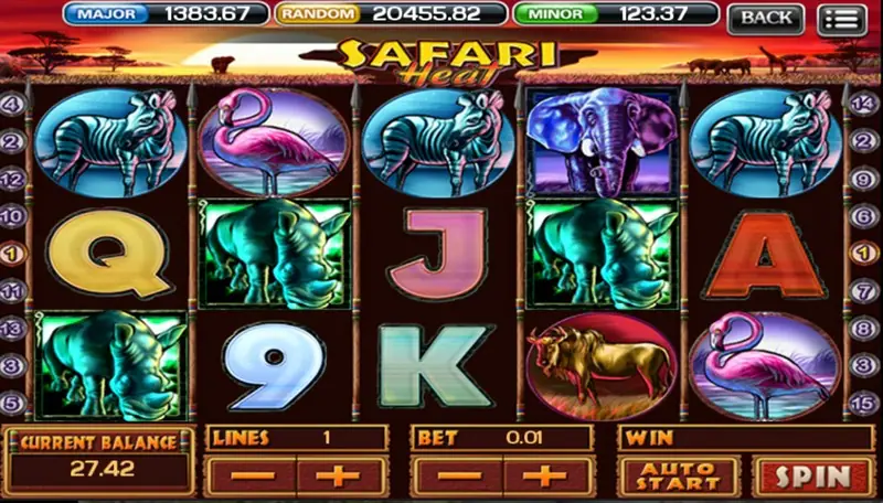 Safari Heat winning line with wildlife symbols highlighted